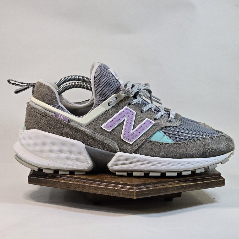 New‎ Balance 574 Sport Shoes Womens Size 10.5 Gray Purple Fresh Foam Suede WS574